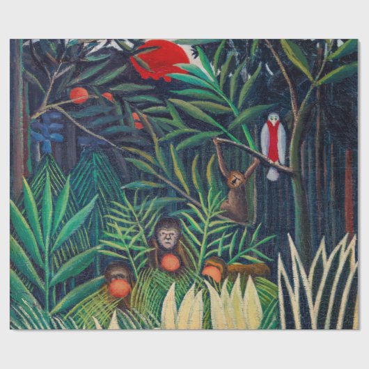 Parrot bij apen in het Oerwoud bos Cadeaupapier (Vlak)