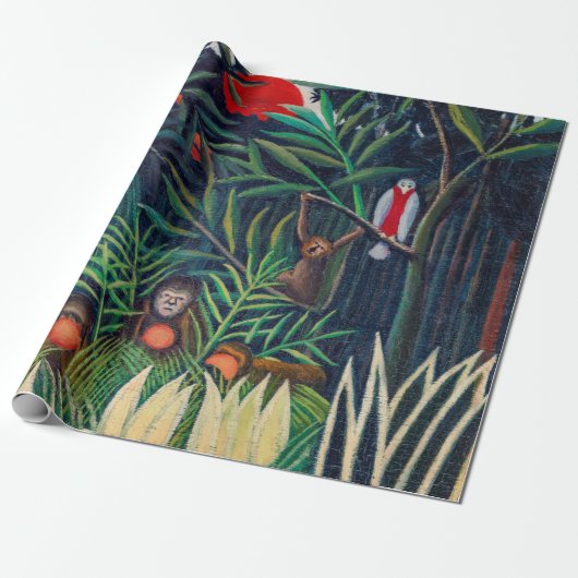 Parrot bij apen in het Oerwoud bos Cadeaupapier (Uitgerold)
