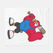 Parrot bij Baseball met honkbalknuppel Fleece Deken (Voorkant (Horizontaal))