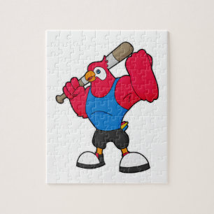 Parrot bij Baseball met honkbalknuppel Legpuzzel