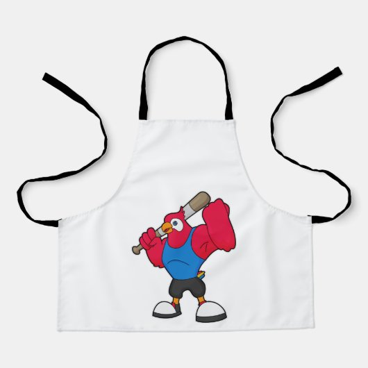 Parrot bij Baseball met honkbalknuppel Schort (Voorkant)