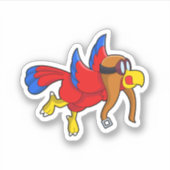 Parrot bij Flying as Pilot Sticker (Voorkant)