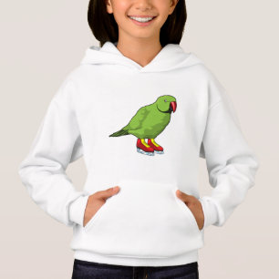 Parrot bij ijsschaatsen met ijs-schaatsen