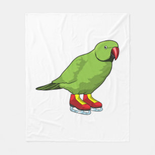 Parrot bij ijsschaatsen met ijs-schaatsen fleece deken