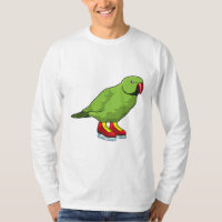 Parrot bij ijsschaatsen met ijs-schaatsen