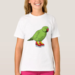 Parrot bij ijsschaatsen met ijs-schaatsen t-shirt