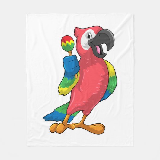 Parrot bij Muziek met Maracas Fleece Deken (Voorkant)