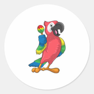 Parrot bij Muziek met Maracas Ronde Sticker