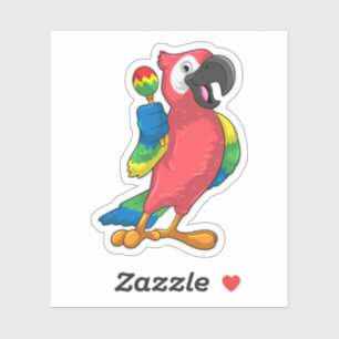 Parrot bij Muziek met Maracas Sticker