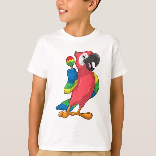 Parrot bij Muziek met Maracas T-shirt (Voorkant)