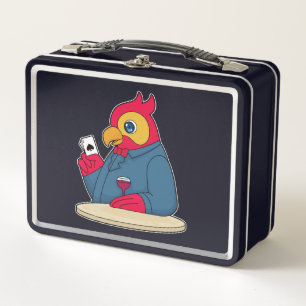 Parrot bij Poker met pokerkaarten