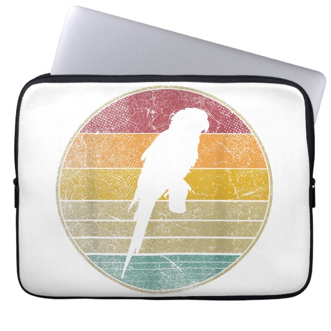 Parrot Bird  Distress Retro Style Silhoue Laptop Sleeve (Voorkant)