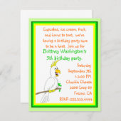 Parrot Birthday Invitation Kaart (Voorkant / Achterkant)