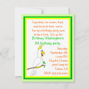 Parrot Birthday Invitation Kaart