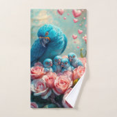 Parrot bleu et bébés (Serviette à main)