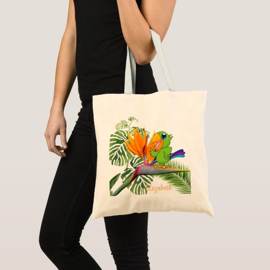 Parrot, Caudata, palmbladeren - op maat gemaakt Tote Bag (Voorkant (product))