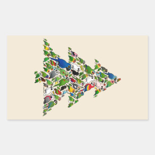 Parrot Christmas Tree Rechthoekige Sticker