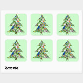 Parrot Christmas Tree Vierkante Sticker (Vel)