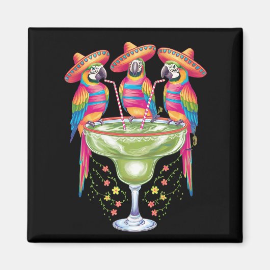 Parrot Cinco De Mayo Grappig Drink Mexicaanse Fies Magneet (Voorkant)