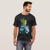 Parrot & Dragon Reflection I Green Monk Paraket Q T-shirt (Voorkant volledig)