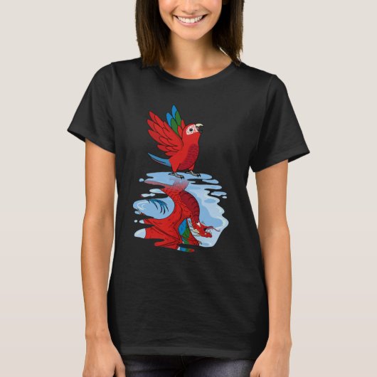 Parrot & Dragon Reflection I Green wingeing Macaw T-shirt (Voorkant)