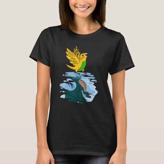 Parrot & Dragon Reflection I Yellow Budgie Budgeri T-shirt (Voorkant)