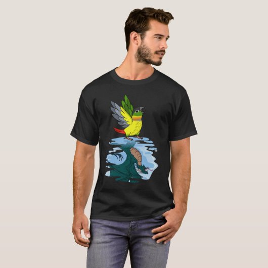 Parrot & Dragon Reflection I Yellow side Green Ch T-shirt (Voorkant volledig)