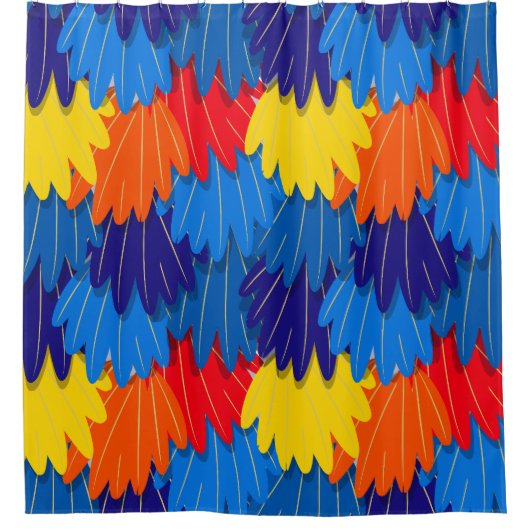 Parrot Feathers Scarlet Macaw Exotic Bird Pattern Douchegordijn (Voorkant)