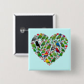 Parrot Heart Vierkante Button 5,1 Cm (Voorkant /achterkant)