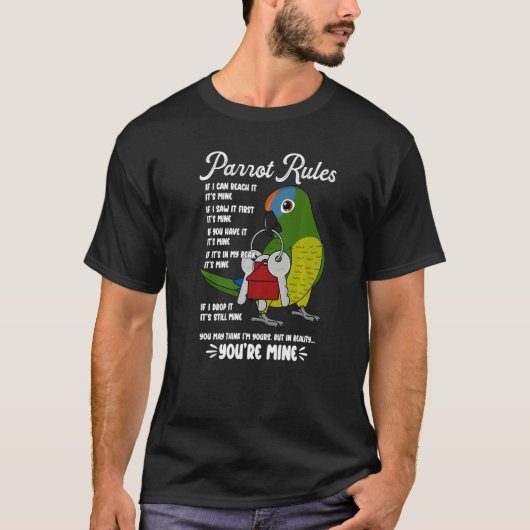Parrot House Rules Het is Mine I Peach fronted Con T-shirt (Voorkant)