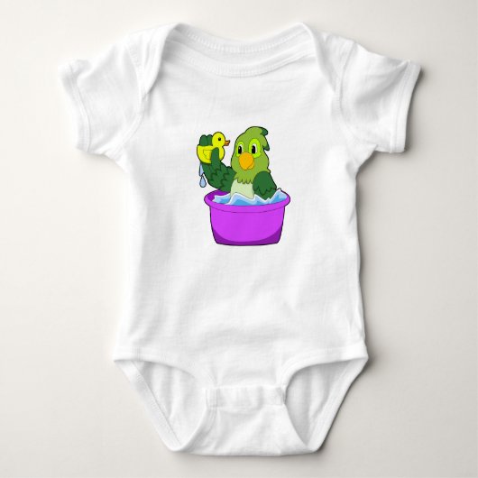 Parrot in Bathtub met Duck Romper (Voorkant)