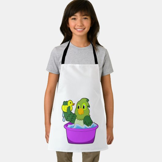 Parrot in Bathtub met Duck Schort (Insitu)