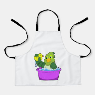 Parrot in Bathtub met Duck Schort