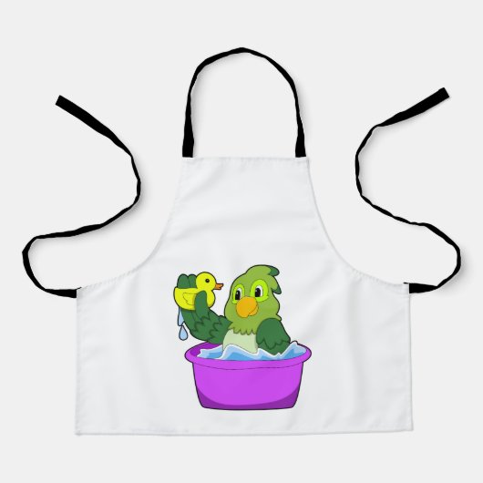 Parrot in Bathtub met Duck Schort (Voorkant)