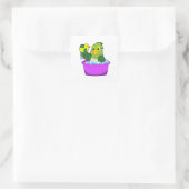 Parrot in Bathtub met Duck Vierkante Sticker (Tas)