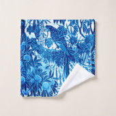 Parrot in een Oerwoud dat Plaatst, Indigo Blauw en Bad Handdoek (Wasdoekje)