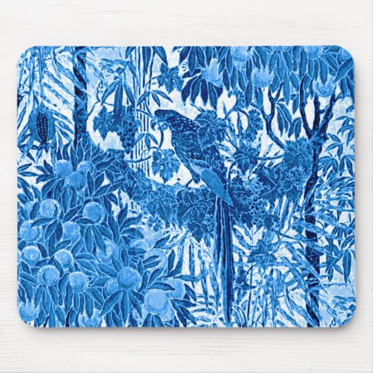 Parrot in een Oerwoud dat Plaatst, Indigo Blauw en Muismat (Voorkant)
