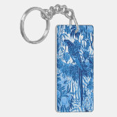 Parrot in een Oerwoud dat Plaatst, Indigo Blauw en Sleutelhanger (Voorkant Links)