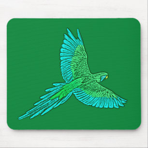 Parrot in Flight, Jade Green en Turquoise Muismat