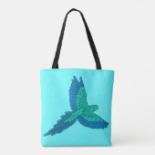 Parrot in vlucht, Aqua en Cobalt Blue Draagtas (Achterkant)