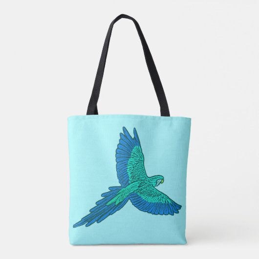 Parrot in vlucht, Aqua en Cobalt Blue Draagtas (Achterkant)