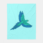 Parrot in vlucht, Aqua en Cobalt Blue Fleece Deken (Voorkant)