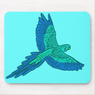 Parrot in vlucht, Aqua en Cobalt Blue Muismat