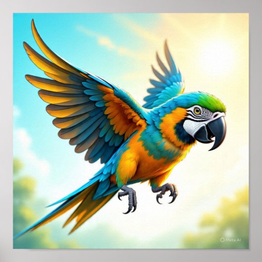 Parrot in vlucht poster (Voorkant)