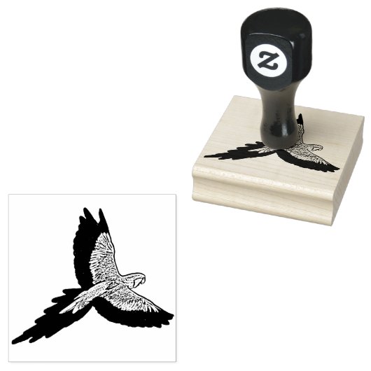 Parrot in vlucht 	rubberstempel (Gestempeld)