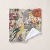 Parrot Jaune Tropical Antique Fleur (Gant de toilette)