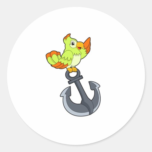 Parrot met Anchor Ronde Sticker (Voorkant)