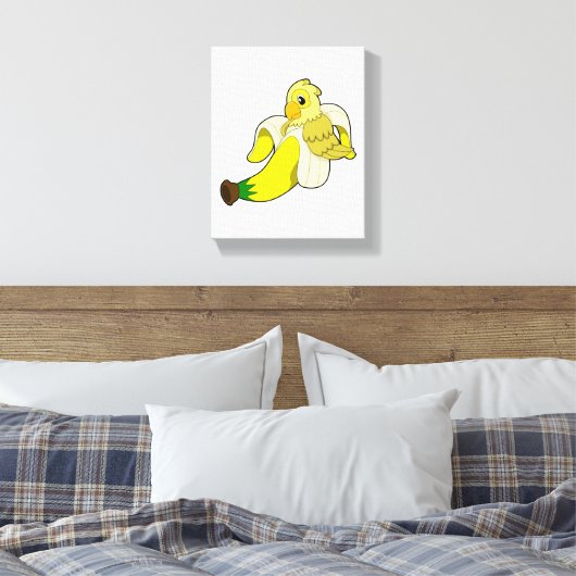 Parrot met bananen canvas afdruk (Insitu (Slaapkamer))