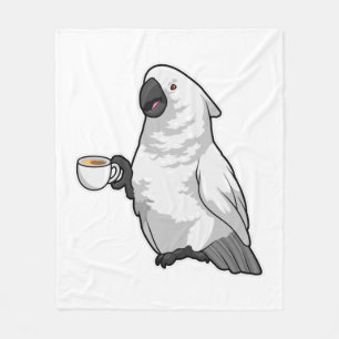 Parrot met beker koffie fleece deken