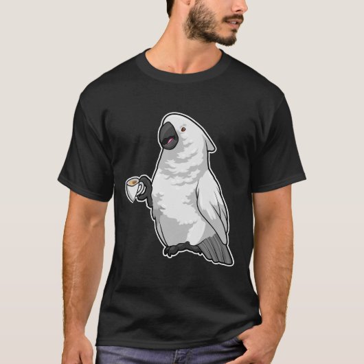 Parrot met beker koffie t-shirt (Voorkant)